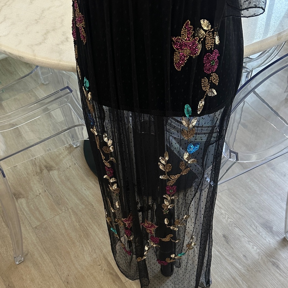 Free People Black Dress with Colorful Floral Embroidery - Picture 7 of 10